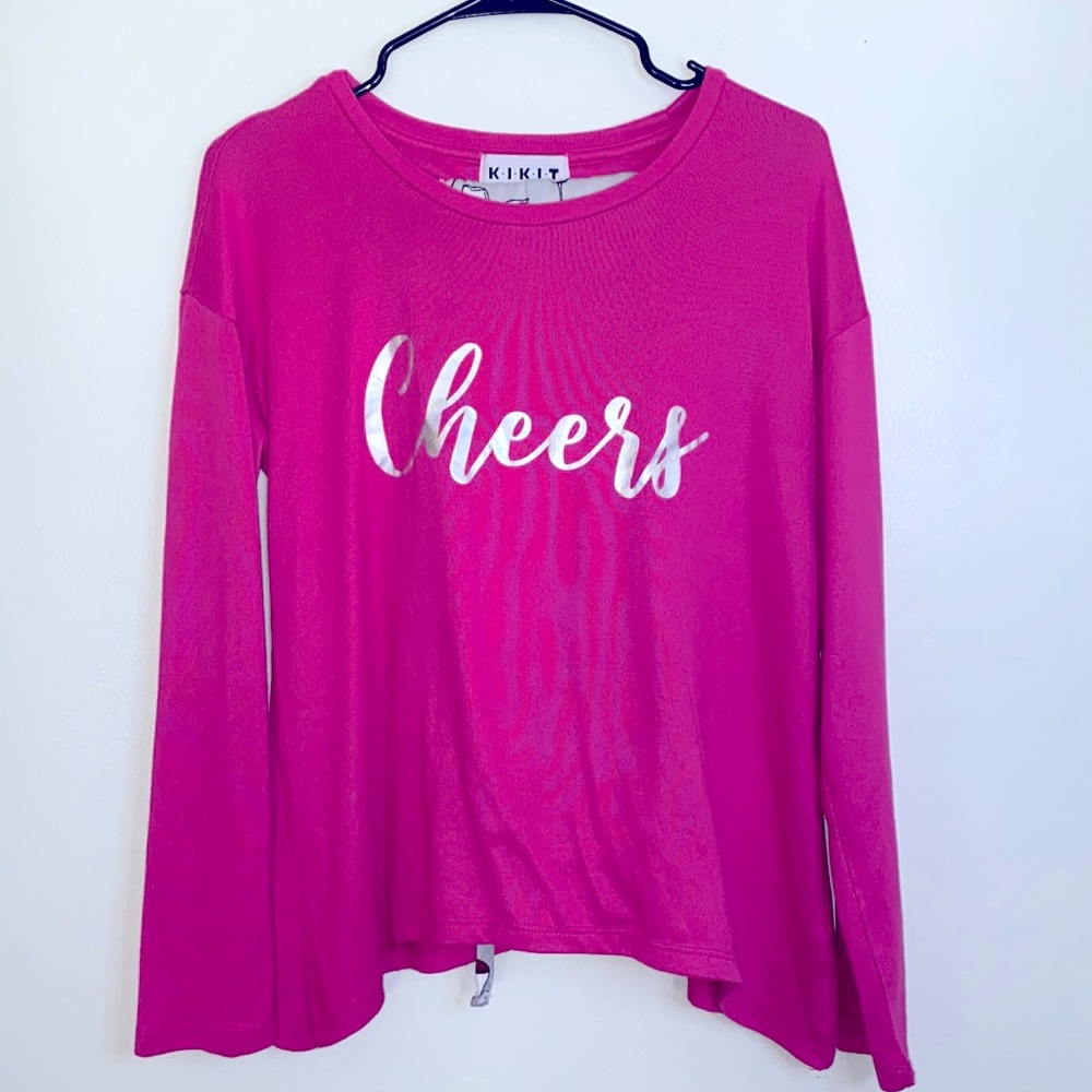 K•I•K•I•T Pink and Gray Wine Print Pajama Set